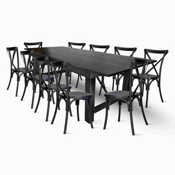 Straight Leg Farm Table Dining Set with 10 Chairs