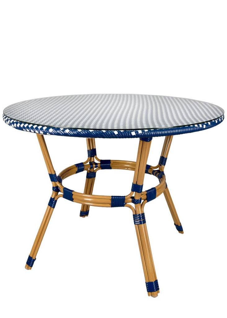 40" Round Glass Top Rattan French Bistro Table