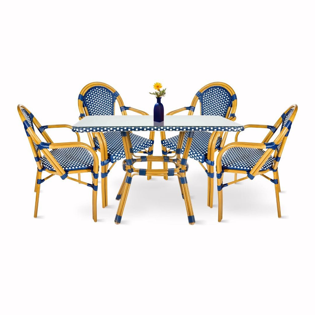 French Bistro Set Includes Table and 4 Chairs with Arms