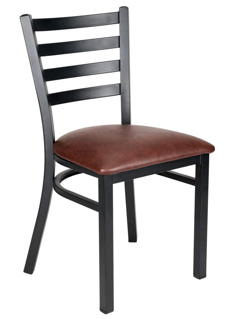 Ladder Back Restaurant Chair with Metal Frame and Vinyl Seat