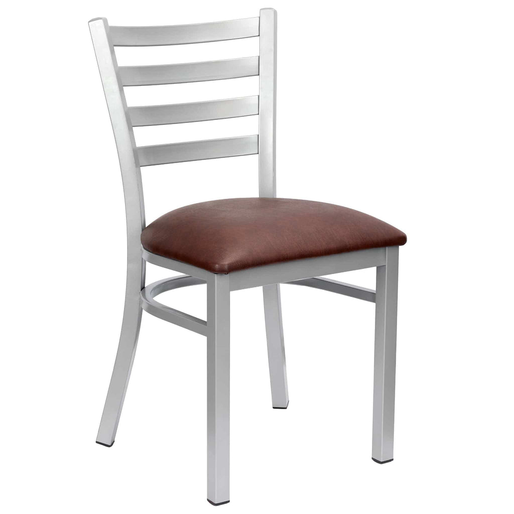 Ladder Back Restaurant Chair with Frame and Vinyl Seat
