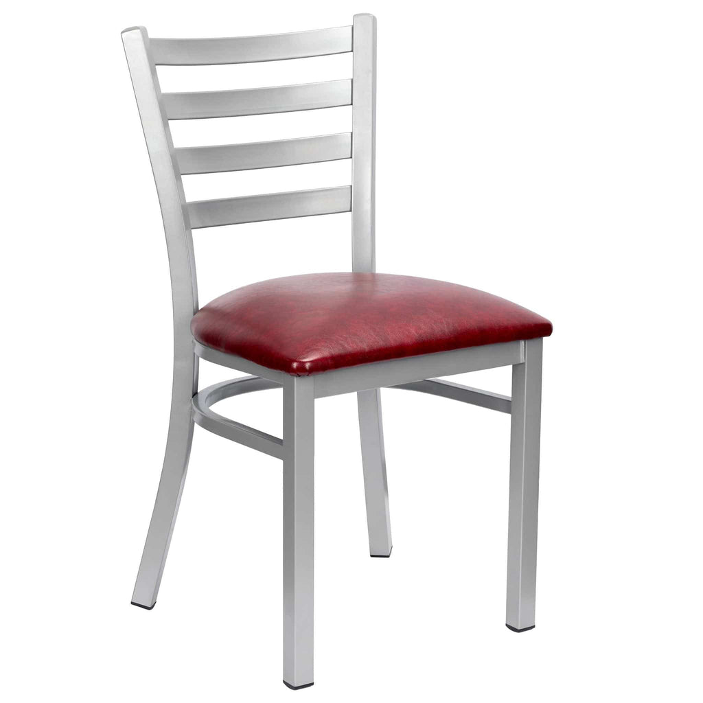 Ladder Back Restaurant Chair with Frame and Vinyl Seat