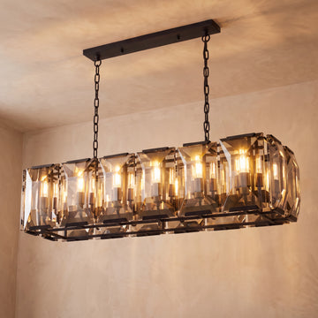 Inspired Harlow Style 42 Inch Rectangular Crystal Prism Chandelier Iron - Main Product View
