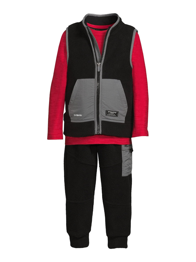 Toddler Boy's Fleece Vest, Long Sleeve Top, and Pants, 3-Piece Set