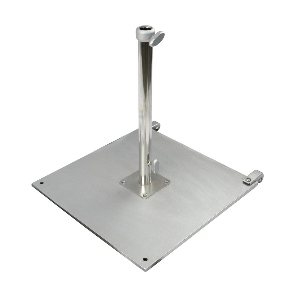 100 lb Galvanized Steel Umbrella Base Plate with Casters, Fits 1.5" Pole