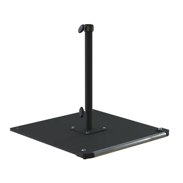100 lb Galvanized Steel Umbrella Base Plate with Casters, Fits 1.5" Pole
