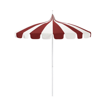 Jockey Red 8.5' Pagoda Series Fabric Patio Umbrella with White Aluminum Pole and Push Lift