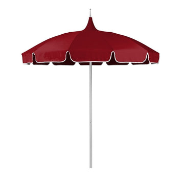 Jockey Red 8.5' Classic Commercial Fabric Patio Umbrella with White Aluminum Pole and Push Lift
