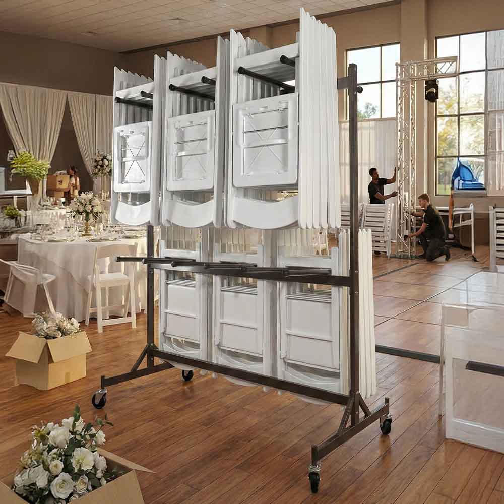 Hanging Chair Cart for Poly, Resin, Metal and Bamboo Folding Chairs - up to 120 chairs