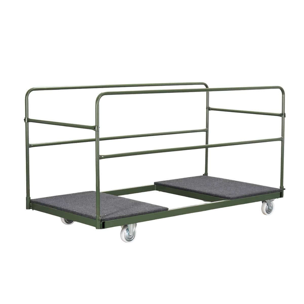 8 Plywood 72" (6 Foot) Round Folding Tables with Metal Edge + Extra Large Steel Banquet Table Cart
