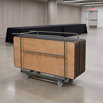 10 Plywood 72" x 30" (6 Foot) Rectangle Folding Tables with Vinyl Edge + Steel Banquet Table Cart