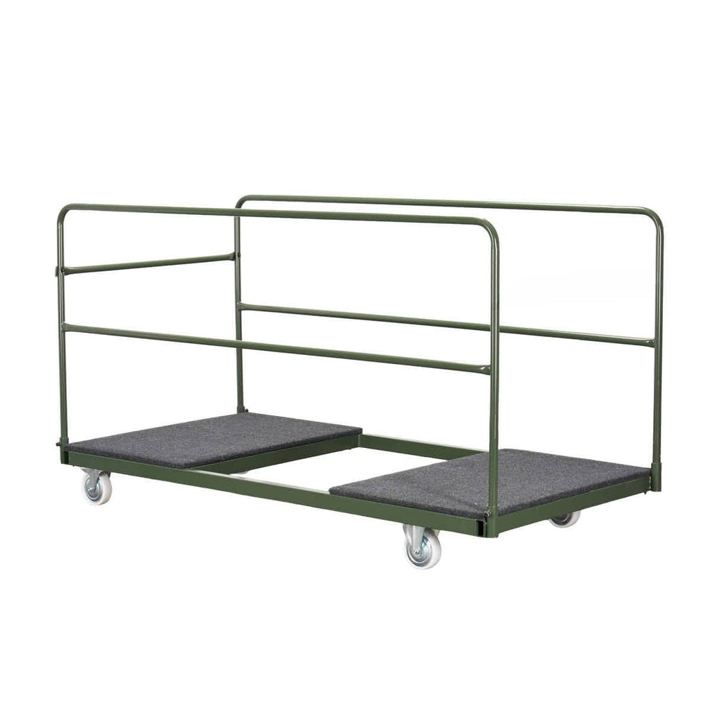 8 Plywood 72" (6 Foot) Round Folding Tables with Metal Edge + Extra Large Steel Banquet Table Cart