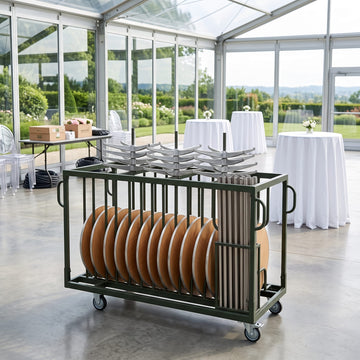 12 Metal 24" (2 Foot) Round Cocktail Table Kits + Cocktail Table Cart
