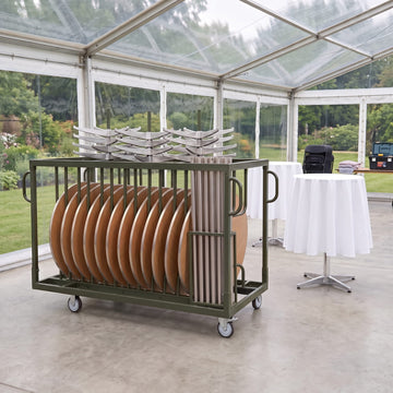 12 Metal 30" (2.5 Foot) Round Cocktail Table Kits + Cocktail Table Cart