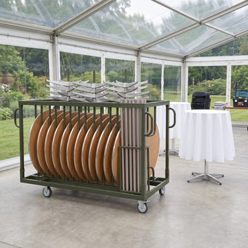 12 Metal 36" (3 Foot) Round Cocktail Table Kits + Cocktail Table Cart
