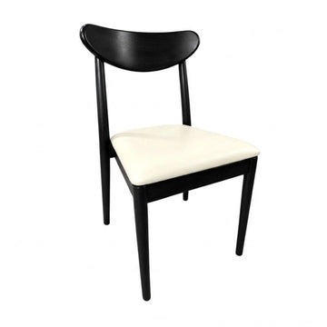 Black Wood Antler Chair with Ivory Vinyl Cushion