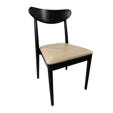 Black Wood Antler Chair with Taupe Vinyl Cushion