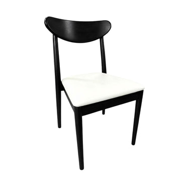 Black Wood Antler Chair with White Vinyl Cushion