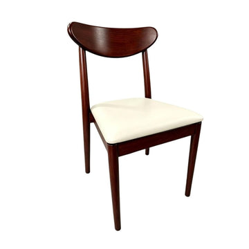 Walnut Finish Wood Antler Chair with Ivory Vinyl Cushion