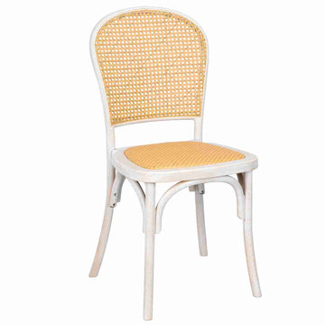 White Distressed Bent Cane Resin Chair