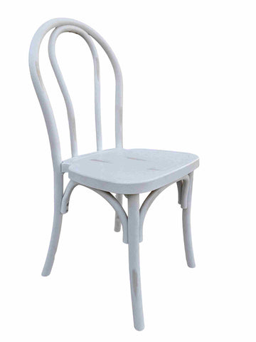 White Distressed Steel-Core Bentwood Chair