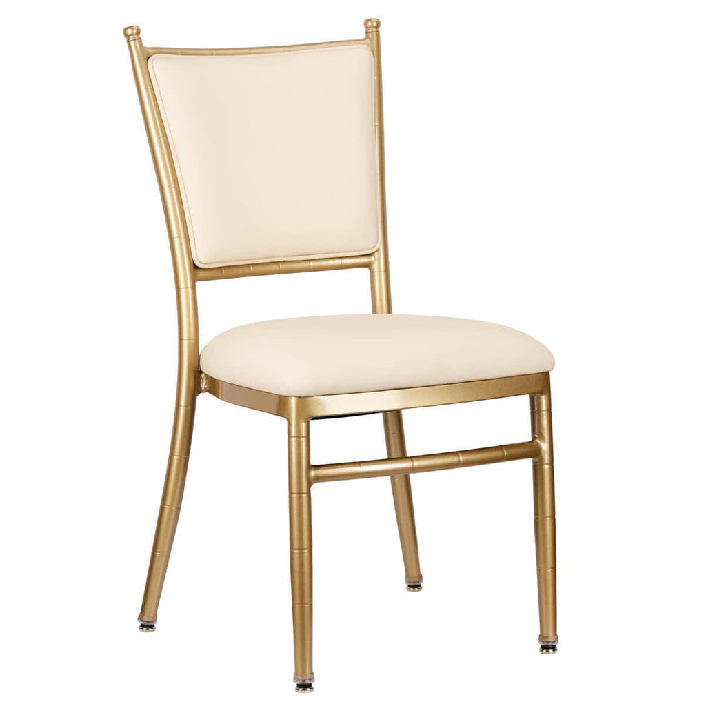 Ballroom 2.0 Bellissimo Champagne Gold Aluminum Chair with White Silicone Cushion