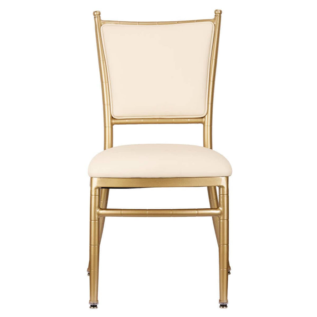 Ballroom 2.0 Bellissimo Champagne Gold Aluminum Chair with White Silicone Cushion