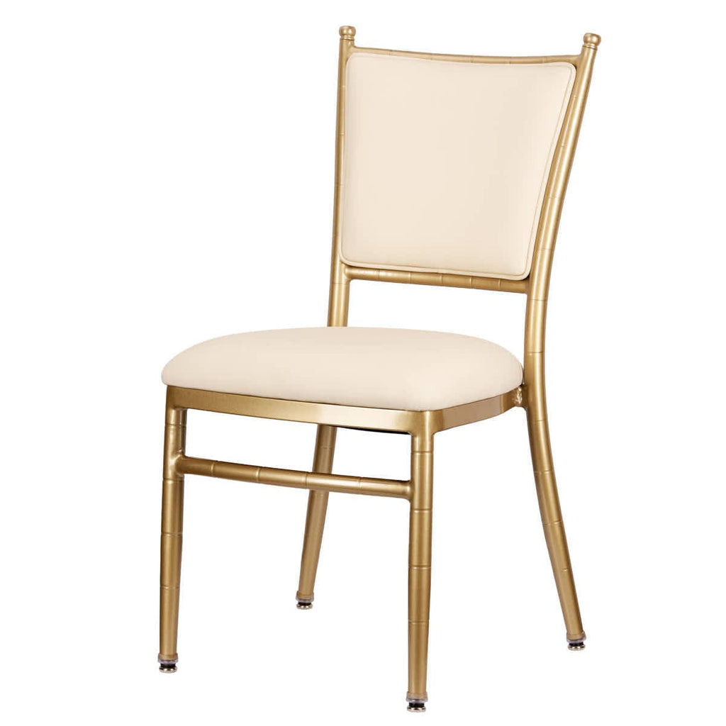 Ballroom 2.0 Bellissimo Champagne Gold Aluminum Chair with White Silicone Cushion