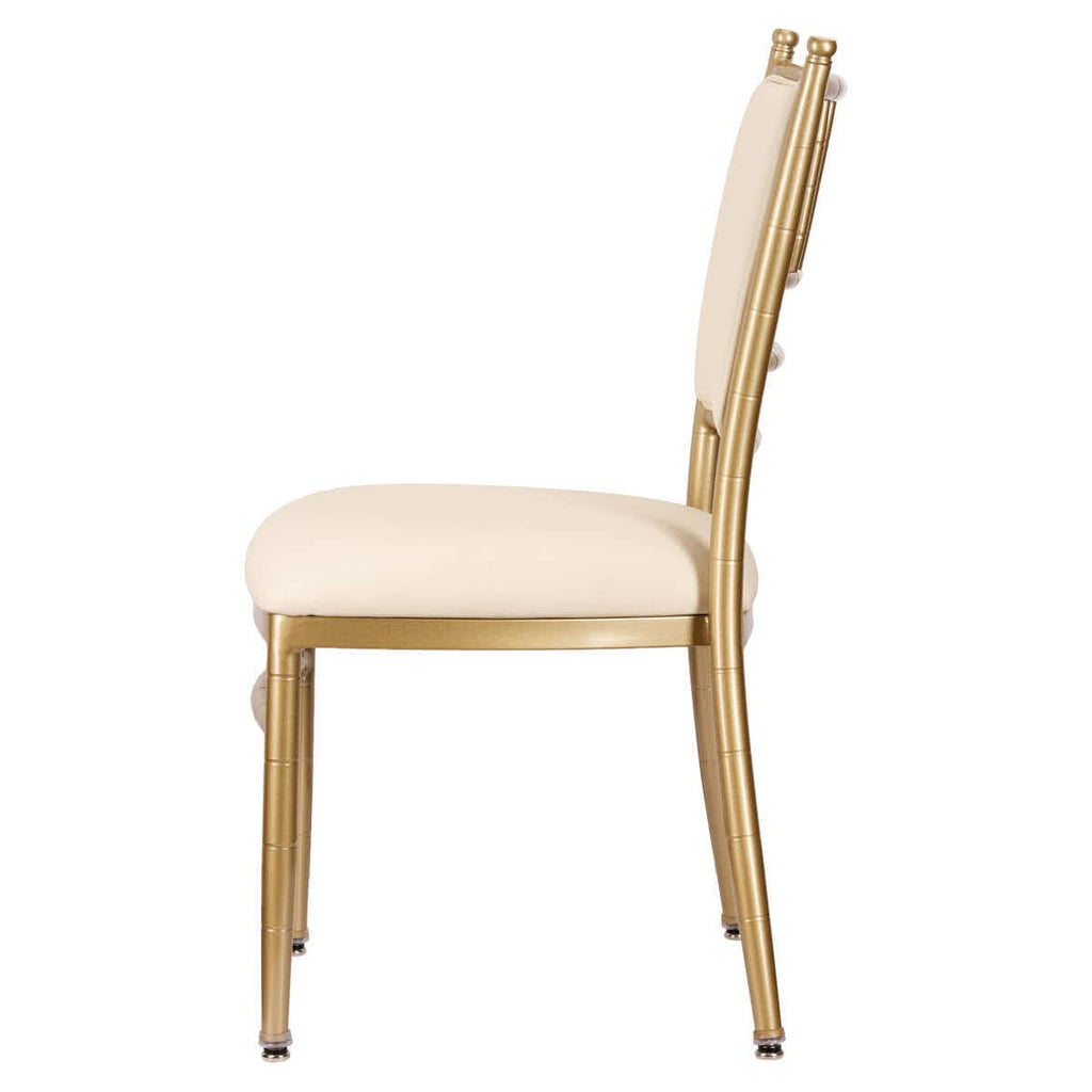 Ballroom 2.0 Bellissimo Champagne Gold Aluminum Chair with White Silicone Cushion