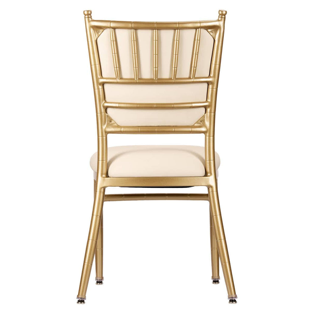 Ballroom 2.0 Bellissimo Champagne Gold Aluminum Chair with White Silicone Cushion