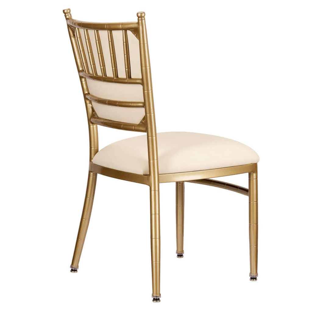 Ballroom 2.0 Bellissimo Champagne Gold Aluminum Chair with White Silicone Cushion