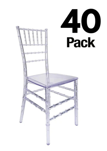 40 Chair Pack Clear Resin ThinVisible Seat Ballroom Chair