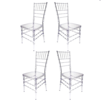 Clear Resin Crystal-Clear Ballroom Chair 4 Chair Bundle Some Assembly Required