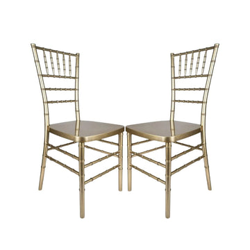Sparkling Gold Champagne Resin Steel-Core Ballroom Chair- 2 Pack
