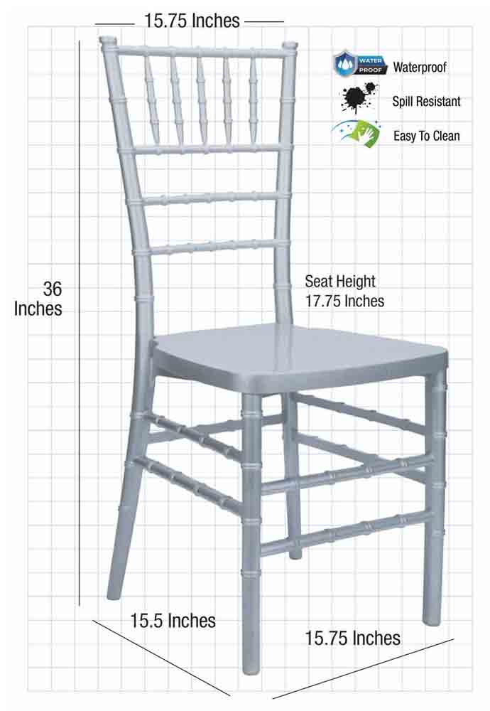 Silver Heavy-Duty Resin Ballroom Chair
