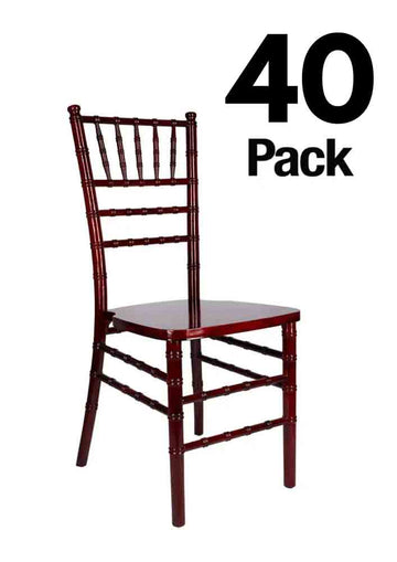 40 Chair Pack Mahogany Red Wine Heavy-Duty Wood Ballroom Chair