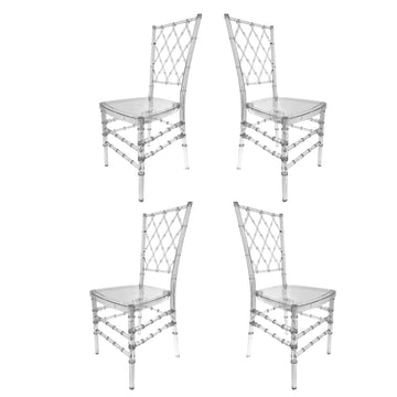 Clear Thick Seat Diamond Back Chair - 4 Pack