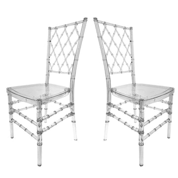 Clear Resin Crystal-Clear Diamond Back Chair - 2 Pack