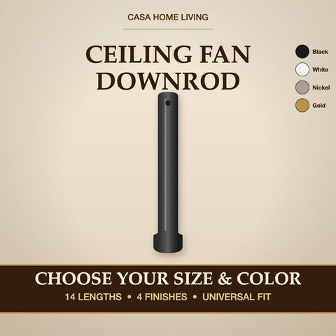 Ceiling Fan Downrod Extension Pole - Steel, 1 Inch Diameter, Non-Threaded Universal Fit