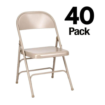 40 Pack Beige Metal Folding Chairs