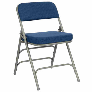 2.5" Fabric Cushion Folding Metal Chair with Frame and 3 Curved Bars