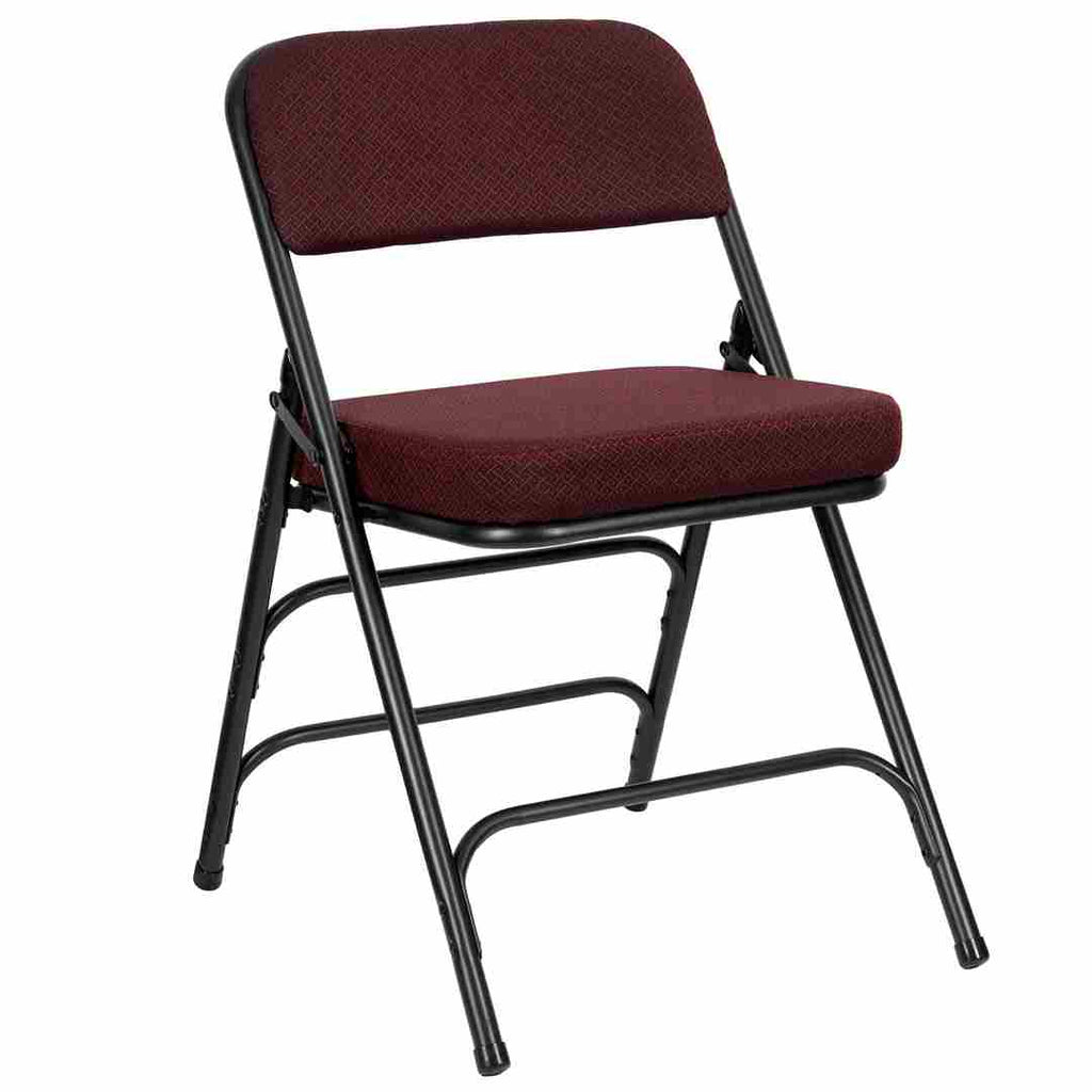 2.5" Fabric Cushion Folding Metal Chair with Frame and 3 Curved Bars