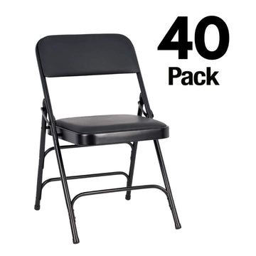 40 Pack Metal Folding Chairs with Vinyl Cushions