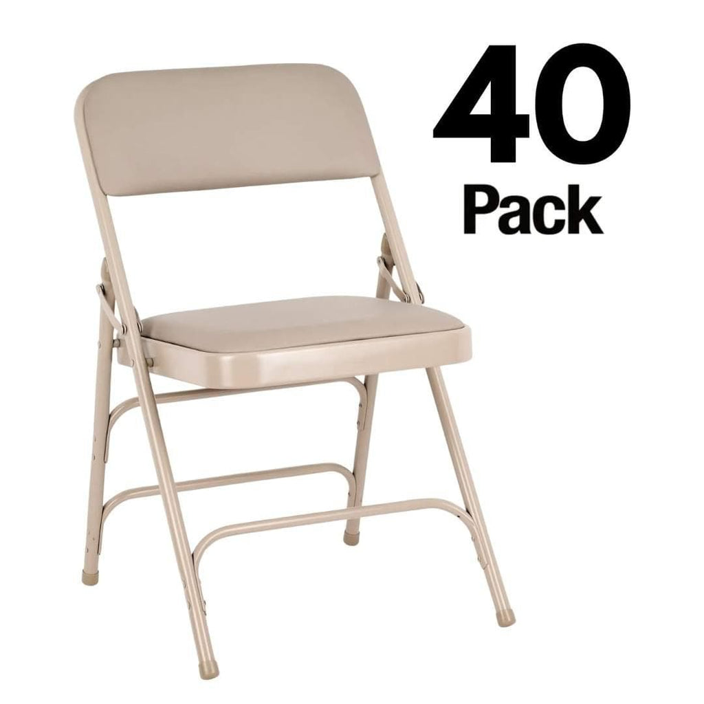 40 Pack Metal Folding Chairs with Vinyl Cushions