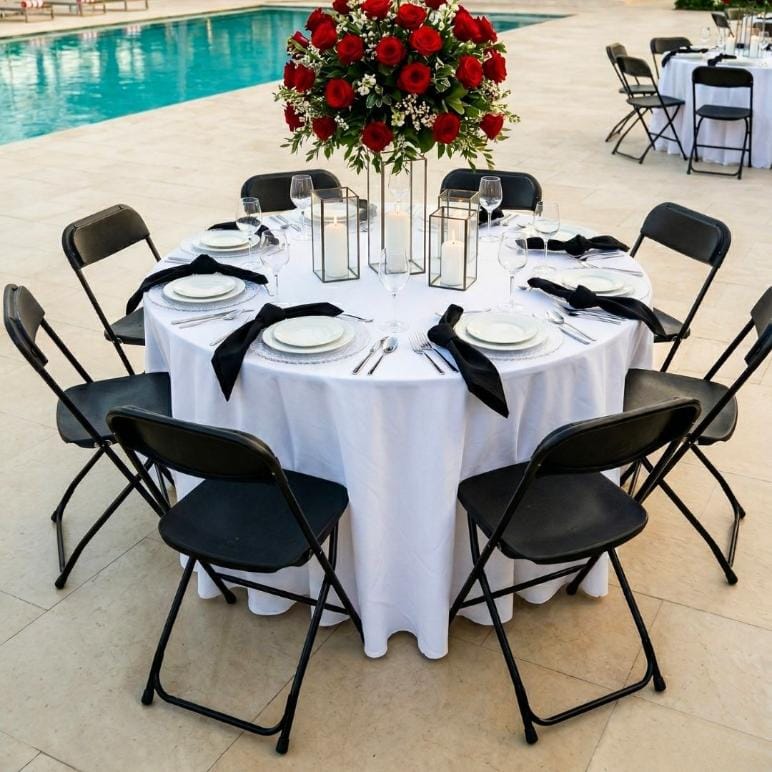Black Folding Chair (Steel-Poly Chair)
