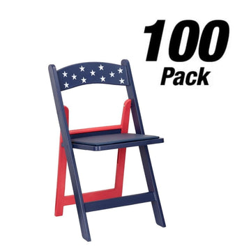 100 Chair Pack Old Glory Red White and Blue Resin Folding Chair