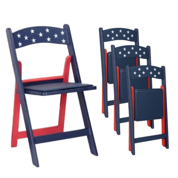 Red White and Blue Old Glory Resin Folding Chair, 4 Chair Pack