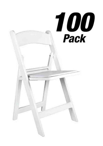 100 Chair Pack White Heavy-Duty Resin Folding Chair