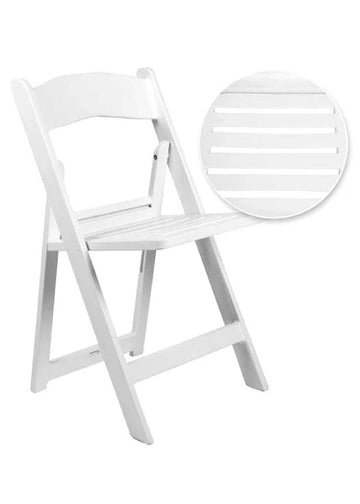 White Resin Folding Chair Slatted Seat
