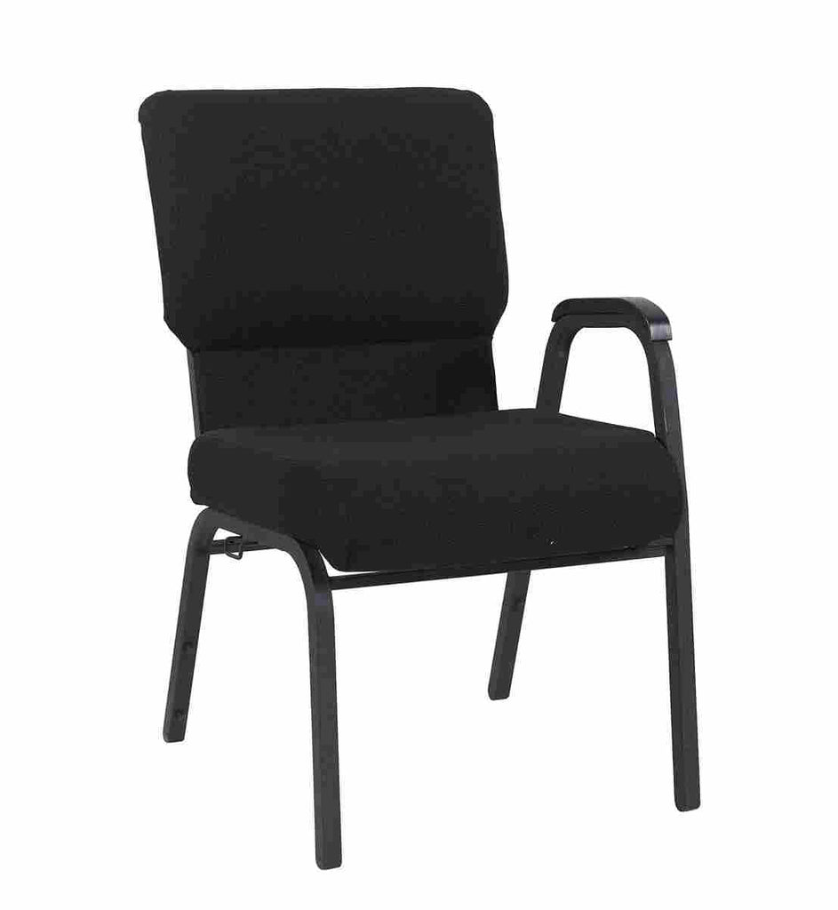 Fabric Church Chair with Left Arm Cut Away Back 20.5" on Frame